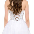 Grace Karin Sexy Fashion White Cocktail Dresses Strapless Sweetheart Backless Short Cocktail Dress CL3820
